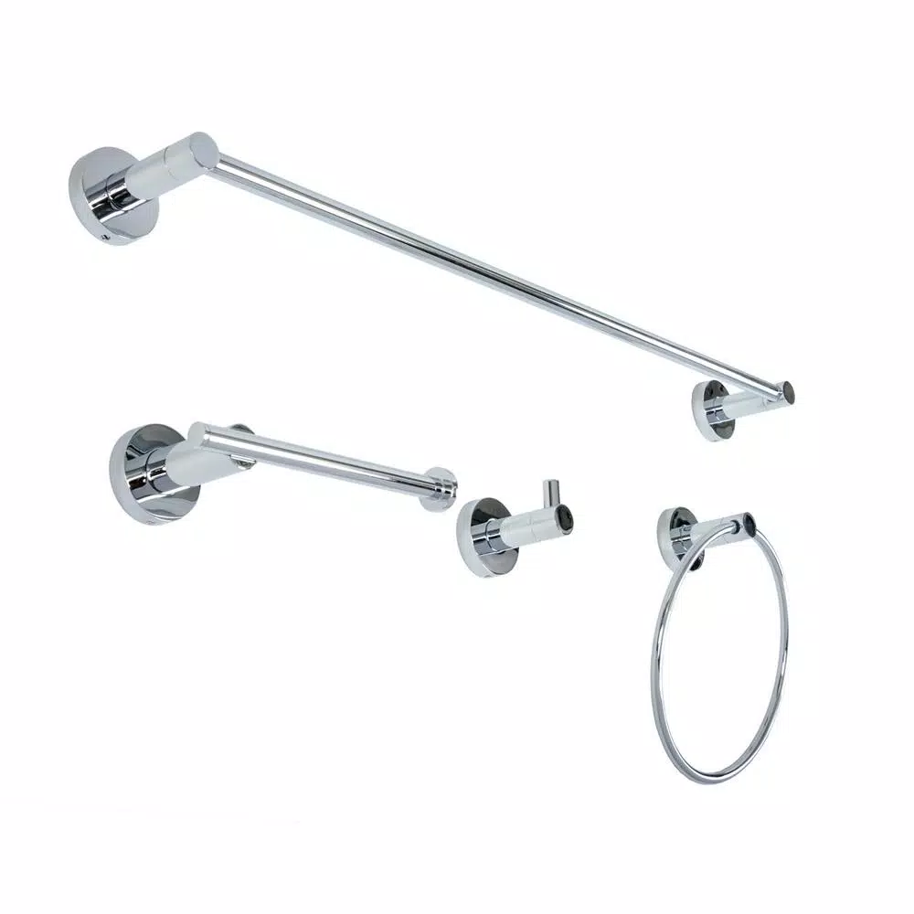 Italia Venezia 4-Piece Chrome Bathroom Hardware Set - Stainless Steel