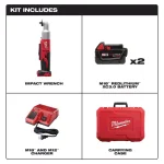 Milwaukee M18 18V Cordless 3/8 in. 2-Speed Right Angle Impact Wrench Kit with (2) 3.0 Ah Batteries, Charger, and Hard Case thumbnail 2