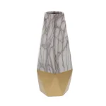 CosmoLiving by Cosmopolitan 14 in. Ceramic Gold and White Marble Glaze Modern Table Vase thumbnail 1