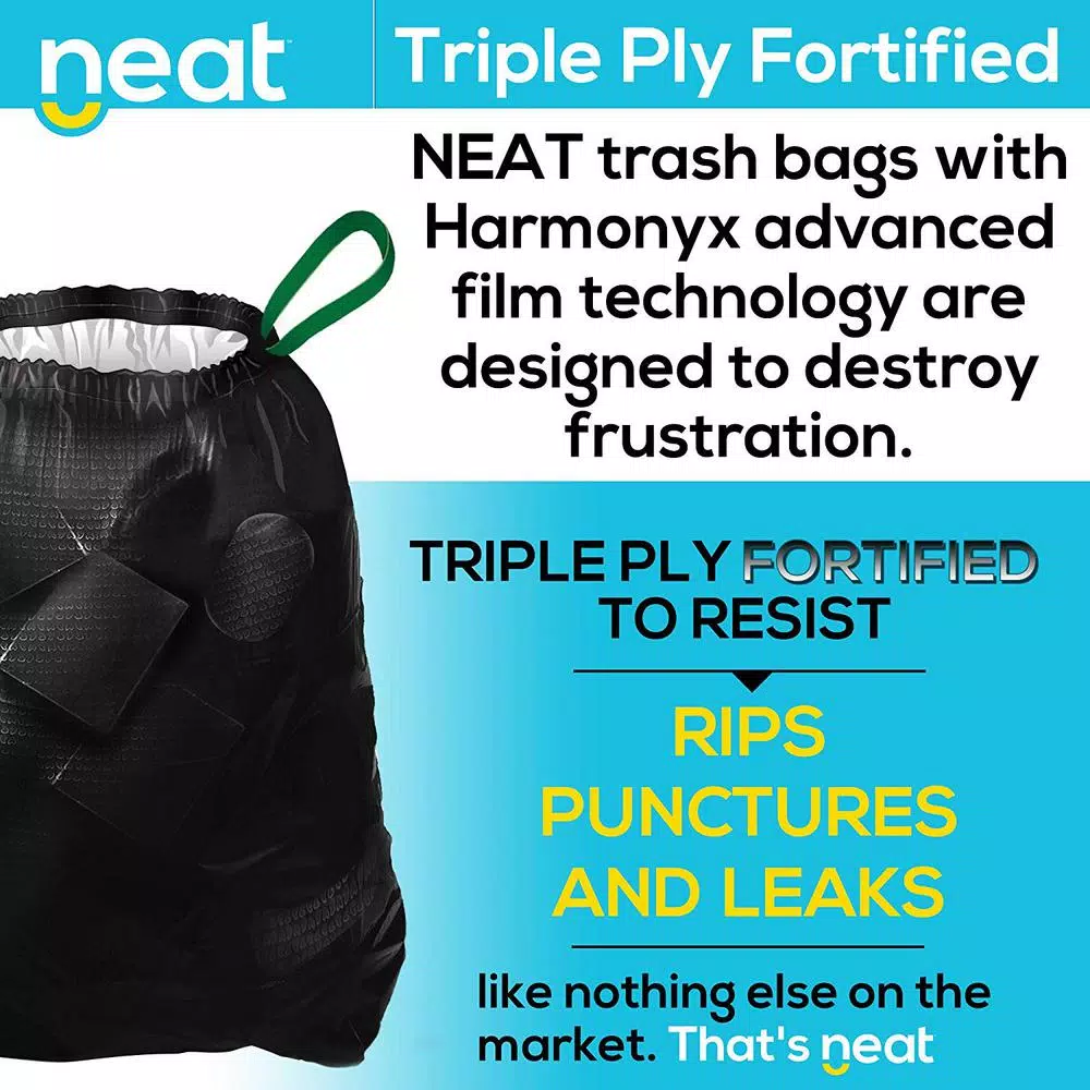 Unbranded Neat 30 Gallon Heavy Duty Black and White Trash Bags, 1.1 Mil, 120 Count