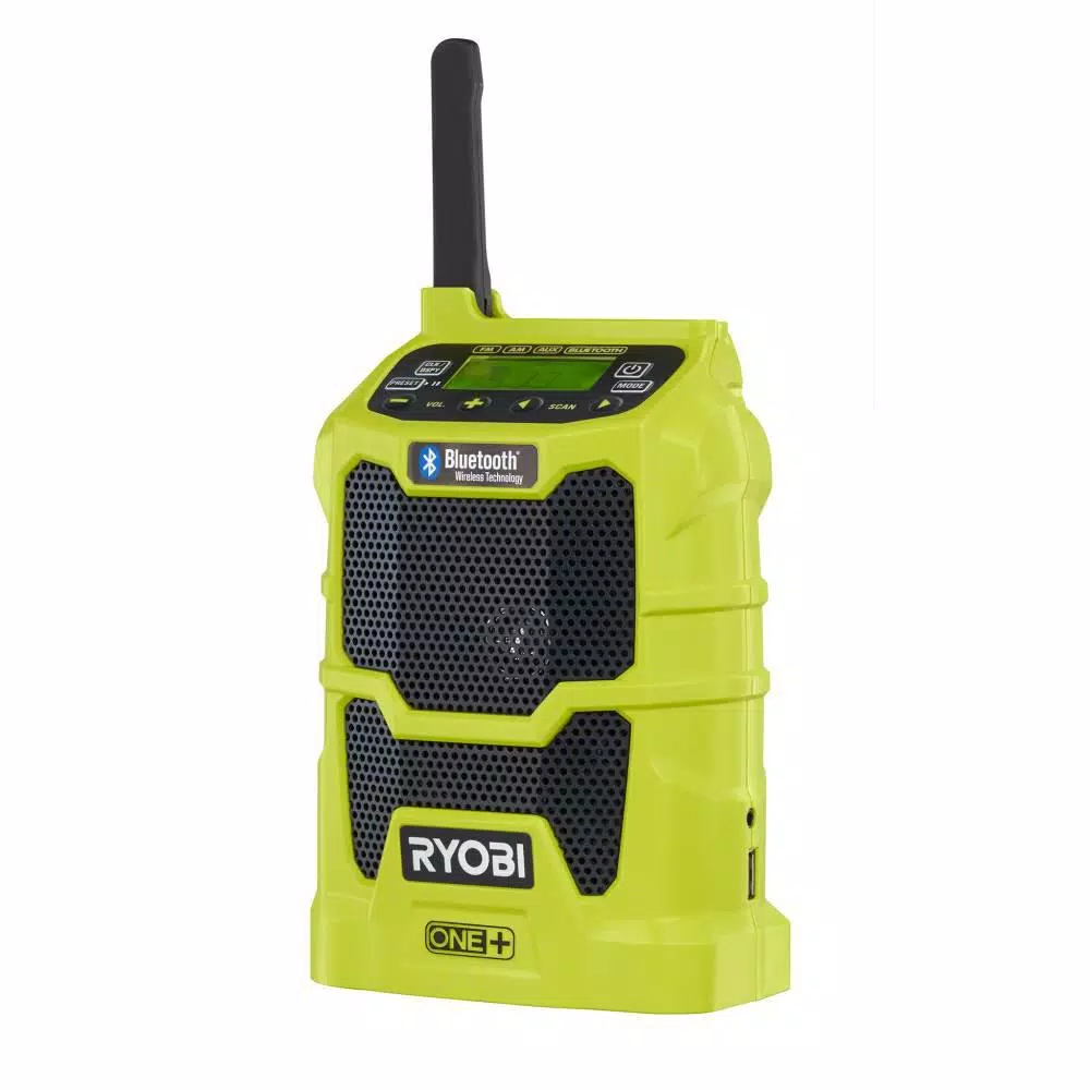 RYOBI 18V ONE+ Cordless Compact Radio Bluetooth Kit with 2.0 Ah Battery and IntelliPort Charger