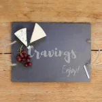 Cathy's Concepts Cravings Natural Edge Slate Serving Board with Hemp Handles and Soapstone Chalk thumbnail 4