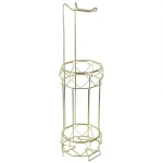 Home Basics Prism Freestanding Gold Toilet Paper Holder with Storage Base thumbnail 3