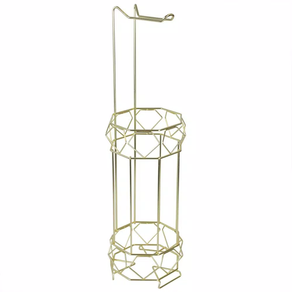 Home Basics Prism Freestanding Gold Toilet Paper Holder with Storage Base