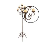 LITTON LANE 61 in. Brown Iron Scroll Design 7-Light Candelabra Floor Stand thumbnail 3