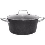 Starfrit The Rock 6 qt. Round Aluminum Nonstick Casserole Dish with Glass Lid, Black Speckle thumbnail 2
