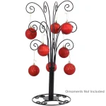 Sunnydaze Decor Gloria 20 in. Black Metal Christmas Ornament Stand with 20 Hooks thumbnail 2