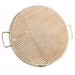 Old Dutch 14.5 in. 2-Ply Hammered Copper and Stainless Steel Round Serving Tray with Brass Handles thumbnail 2