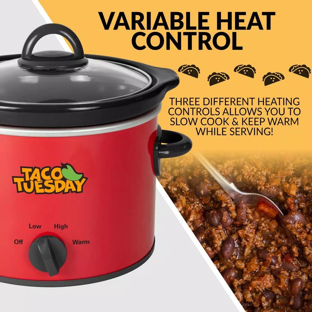 Taco Tuesday 2 Qt. Fiesta Slow Cooker with Variable Heat Control, Red