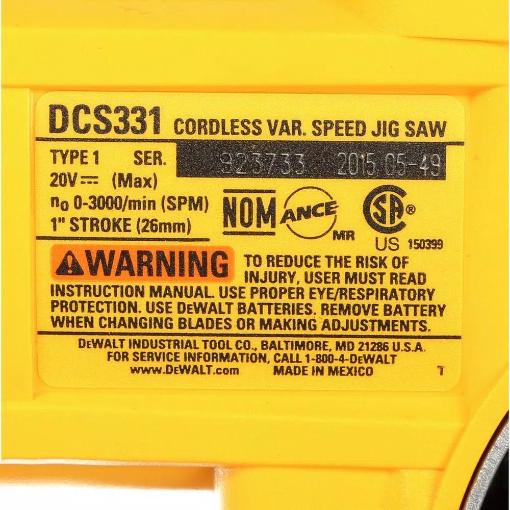 DEWALT 20V MAX Cordless Jig Saw Kit with 3.0 Ah Lithium-Ion Battery