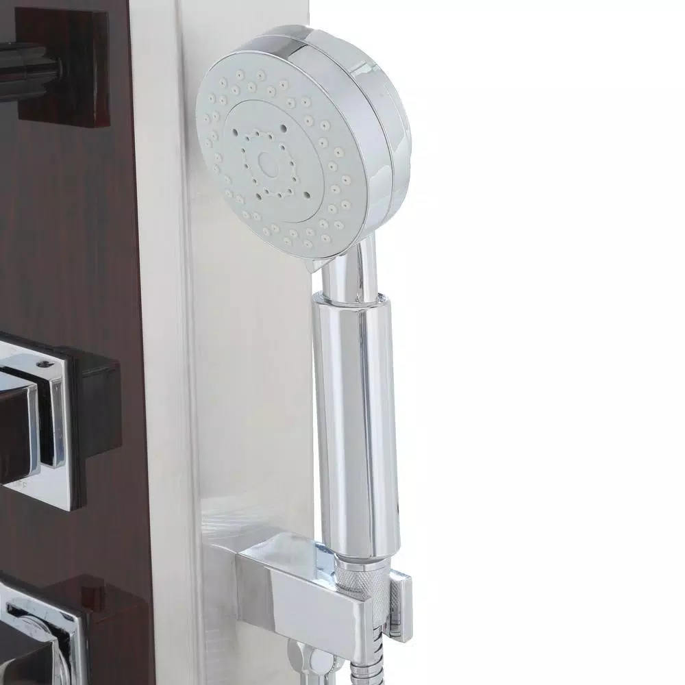 ANZZI 57 in. Monsoon Full Body Shower Panel System with Mahogany Deco-Glass & Chrome Trim