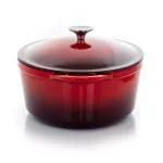 MegaChef 7 Qt. Oval Enameled Cast Iron Casserole Dish with Lid, Red thumbnail 4