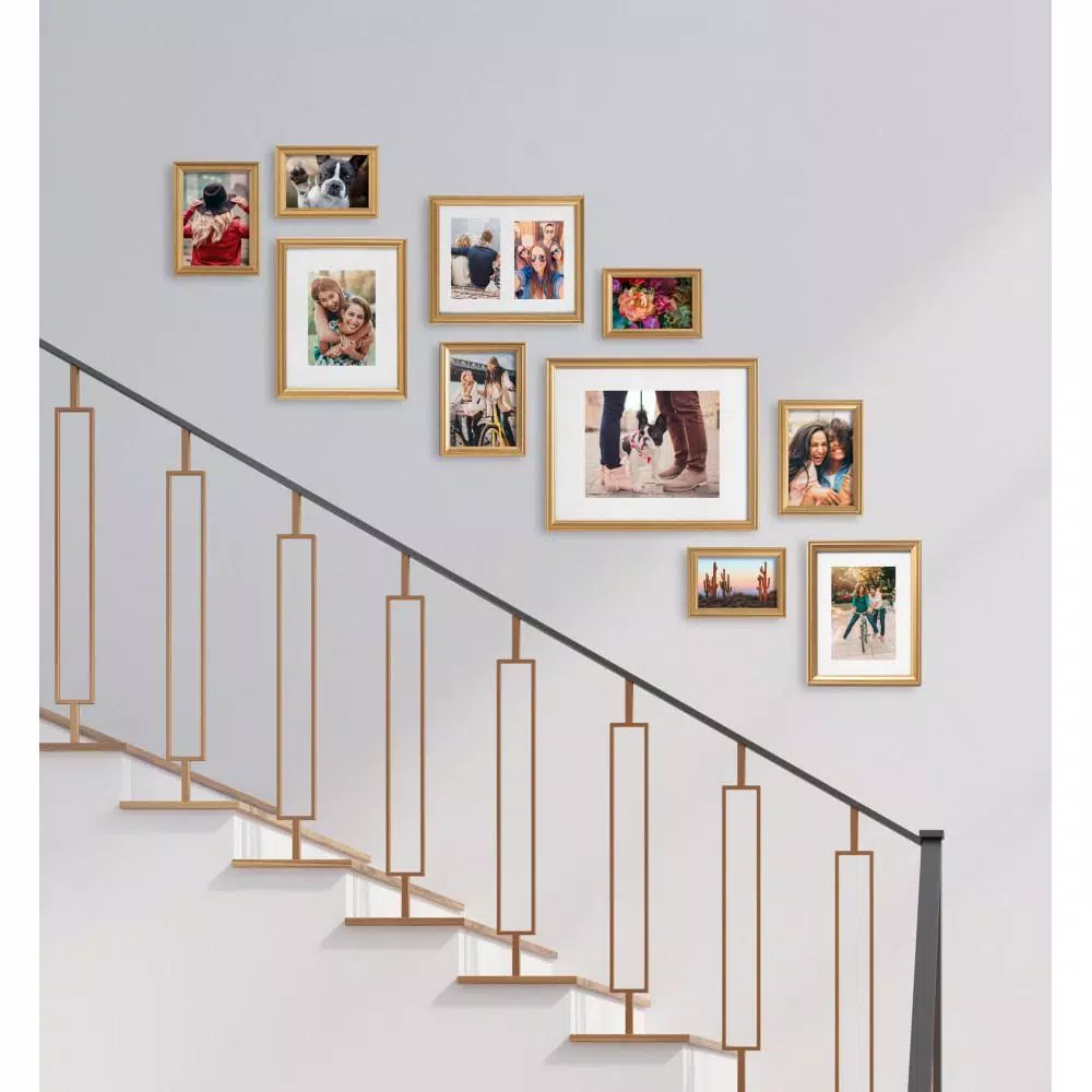 Kate and Laurel Adlynn Gold Gallery Wall Picture Frame Set, 10-Piece Glam Decor