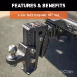 CURT Rebellion XD Adjustable Cushion Hitch Ball Mount with ShockDrop Technology thumbnail 6
