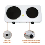 MegaChef 2-Burner Portable Electric Hot Plate Cooktop, 1700W, White thumbnail 2