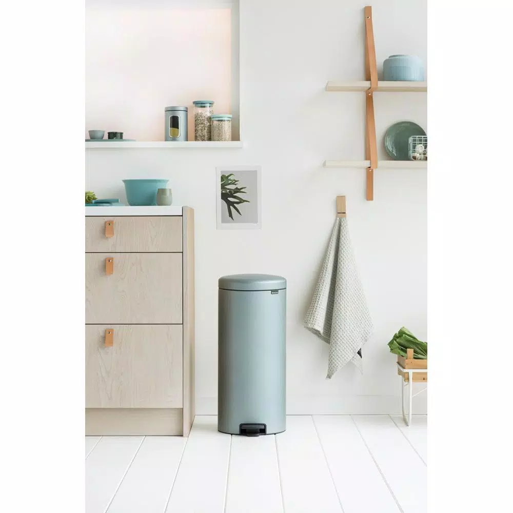 Brabantia 8 Gal. Metallic Mint Steel Step-On Trash Can