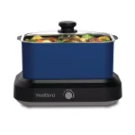 West Bend 6 Qt. Blue Non-Stick Versatility Slow Cooker with Griddle Base, Travel Lid, and Thermal Tote thumbnail 3