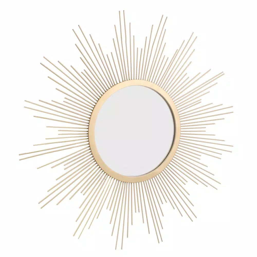 Stonebriar Collection Stonebriar Gold Sunburst Wall Mirror - Contemporary Art Deco Metal Frame Accent Mirror