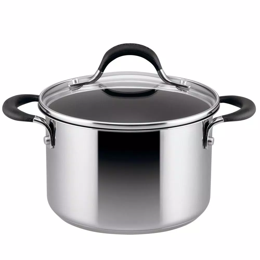 Circulon Momentum 3-Quart Stainless Steel Nonstick Saucepot with Steamer Insert and Glass Lid