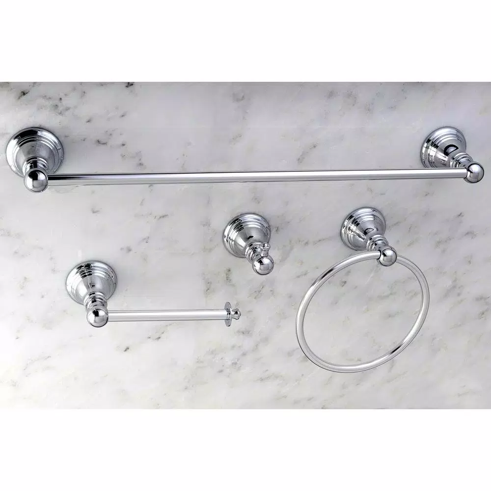 Kingston Brass Classic 4-Piece Polished Chrome Bath Hardware Set - Transitional Style