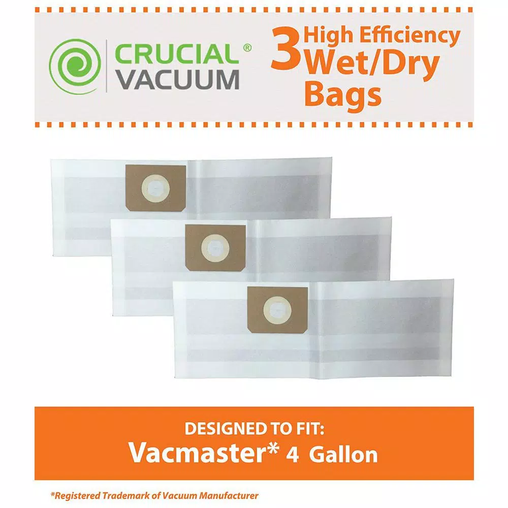 Think Crucial Replacement Vacuum Bags for Vacmaster VF408 Wet/Dry Vacs, Compatible with VFDB, 3-Pack