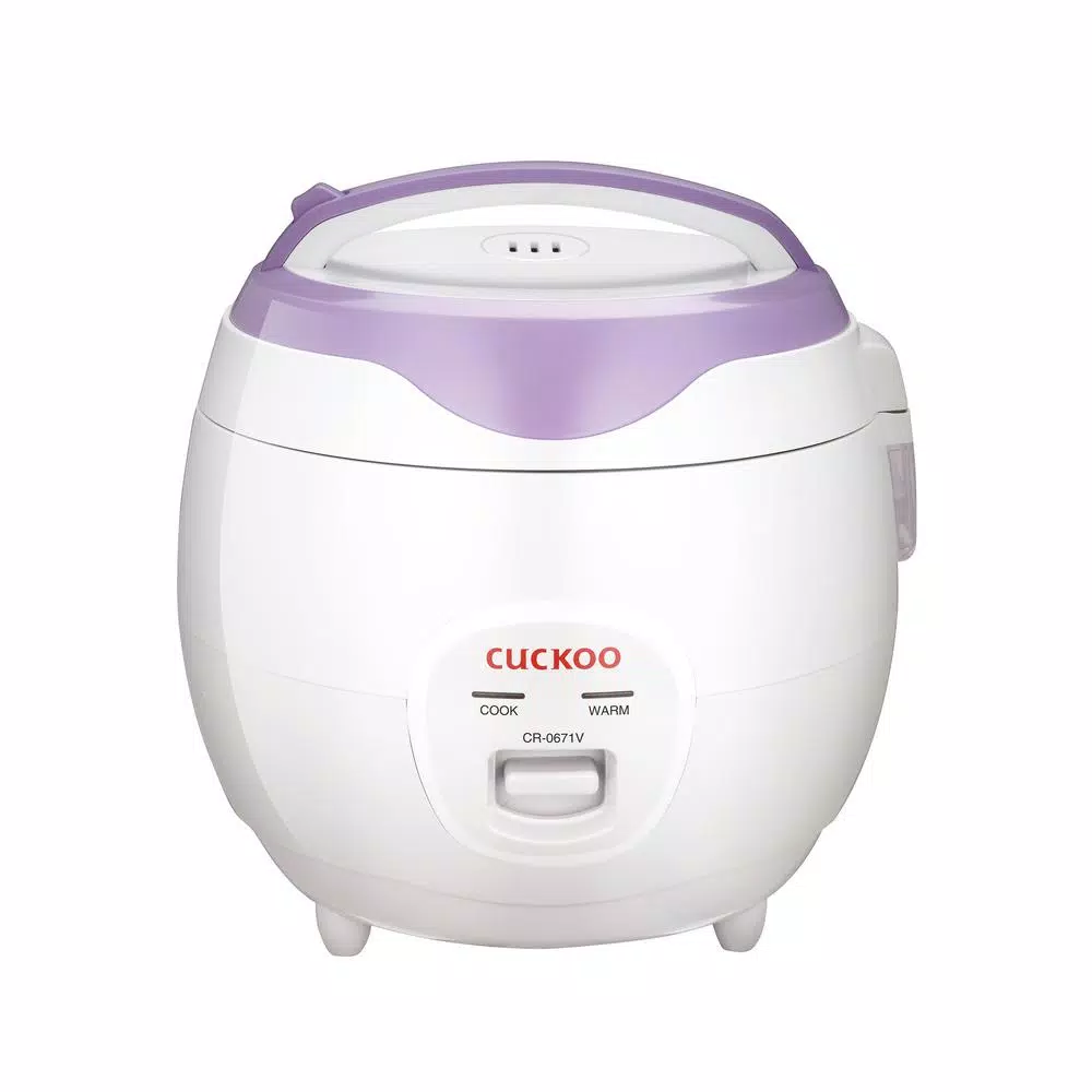Cuckoo 6-Cup Electric Rice Cooker and Warmer, 3.2 Qt. Multi-Cooker with 3D Heating Technology, White/Purple