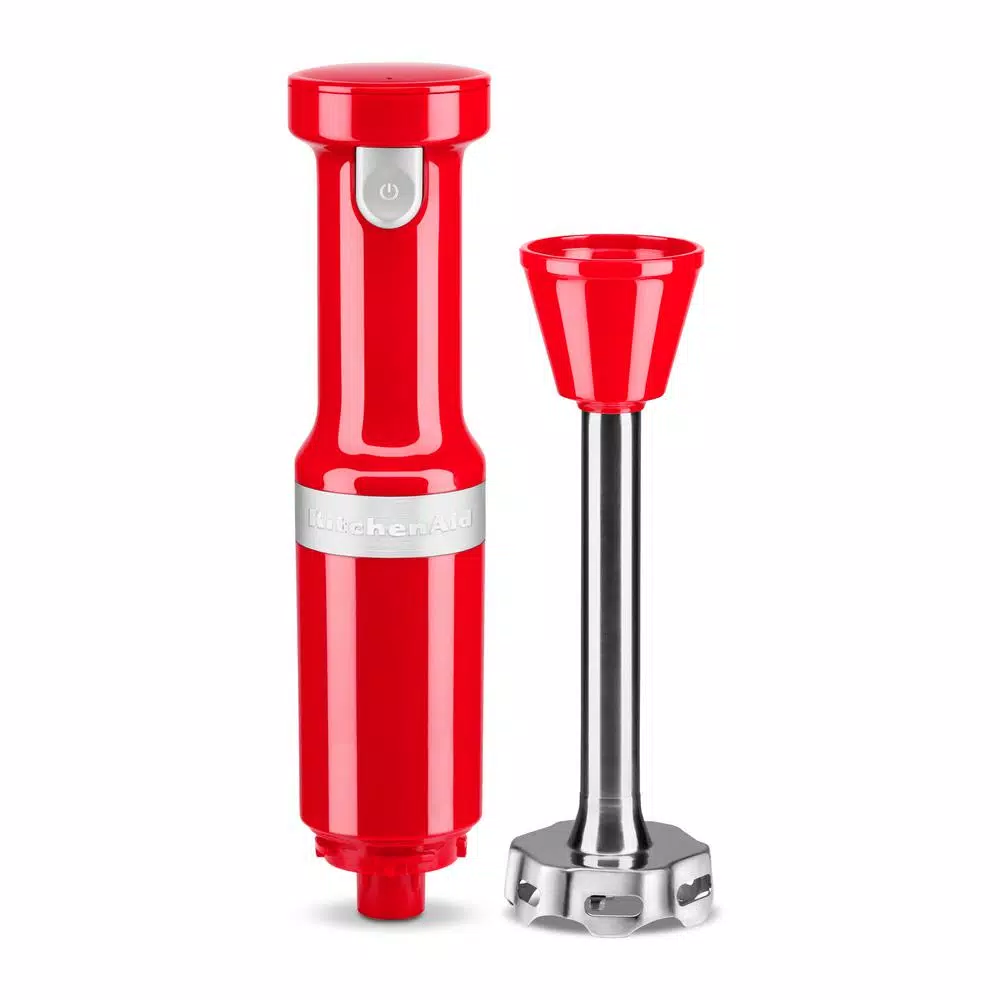 KitchenAid Cordless Variable Speed Hand Blender with Chopper and Whisk Attachments, Passion Red