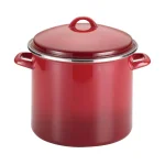 Rachael Ray 12-Quart Enamel on Steel Stockpot with Lid, Red thumbnail 4
