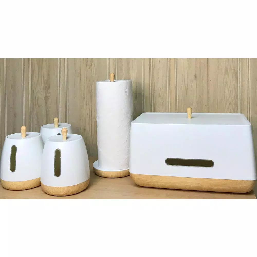 Jiallo European Collection Free-Standing Paper Towel Holder, Modern Scandinavian Design, White