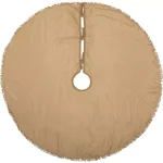 VHC Brands 48 in. Natural Burlap Christmas Tree Skirt with Fringed Edge and Taffeta Reverse thumbnail 2