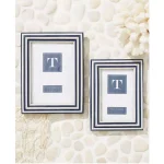 Two's Company Nautical Blue and White Striped Resin Picture Frame Set of 2 - 4x6 and 5x7 thumbnail 2