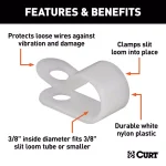 CURT 3/8" I.D. Convoluted Slit Loom Tube Clamps, White (25-Pack) thumbnail 4