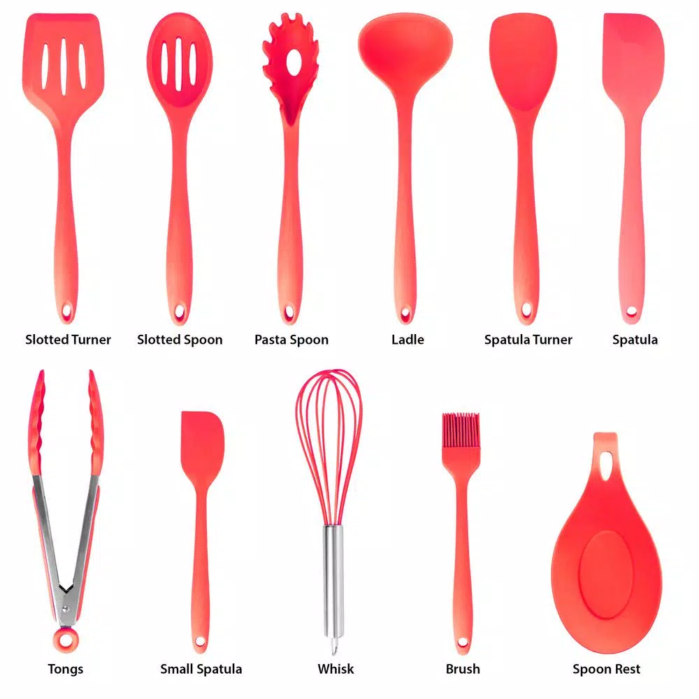 MegaChef 12-Piece Red Silicone Kitchen Utensil Set
