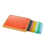 Seville Classics Bamboo Cutting Board Set with 7 Color-Coded Flexible Mats and Food Icons thumbnail 2