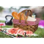 Vintiquewise Small Rectangular Wooden Decorative Basket with Removable Gingham Lining thumbnail 2