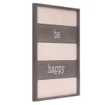 Pinnacle Be Happy Rustic Wood Plank Decorative Wall Art Sign - 20 x 20 in. thumbnail 3
