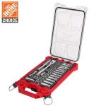 Milwaukee 3/8 in. Drive Metric Ratchet and Socket Set with PACKOUT Compact Organizer, 32-Piece thumbnail 1