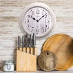 La Crosse Technology 14 in. Round White Distressed Barn Wood Style Wall Clock with Quartz Movement thumbnail 5