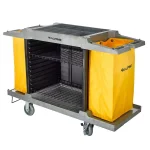 Alpine Industries 2-Wire Shelf Janitorial Cleaning Cart with 2 Yellow Vinyl Bags thumbnail 1