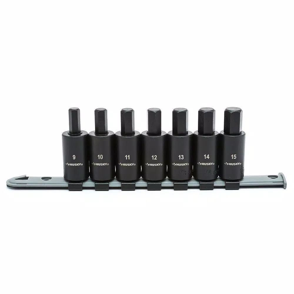 Husky 1/2 in. Drive Metric Hex Bit Impact Socket Set, 7-Piece
