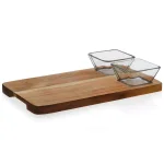 Libbey Acaciawood 3-Piece Glass Dipping Bowl Set with Wood Serving Board thumbnail 1