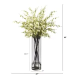 Nearly Natural Giant White Cherry Blossom Silk Floral Arrangement with Cylinder Vase thumbnail 6