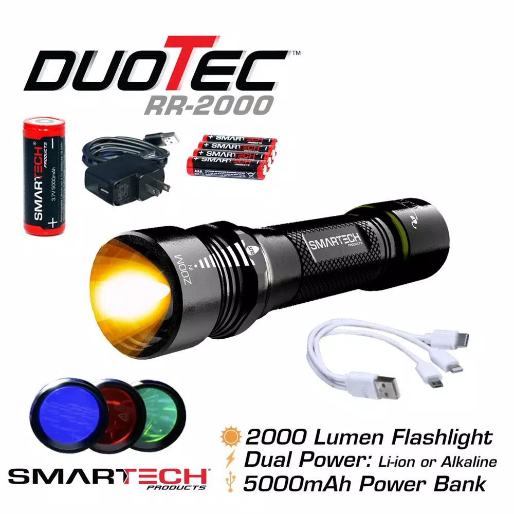 Smartech Products Duotec RR-2000 2000 Lumen LED Flashlight and 5000 mAh Power Bank Multi-Tool