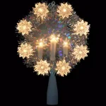 Northlight 7 in. Silver Tinsel Christmas Tree Topper Wreath with Lighted Candles and Star Lights thumbnail 2