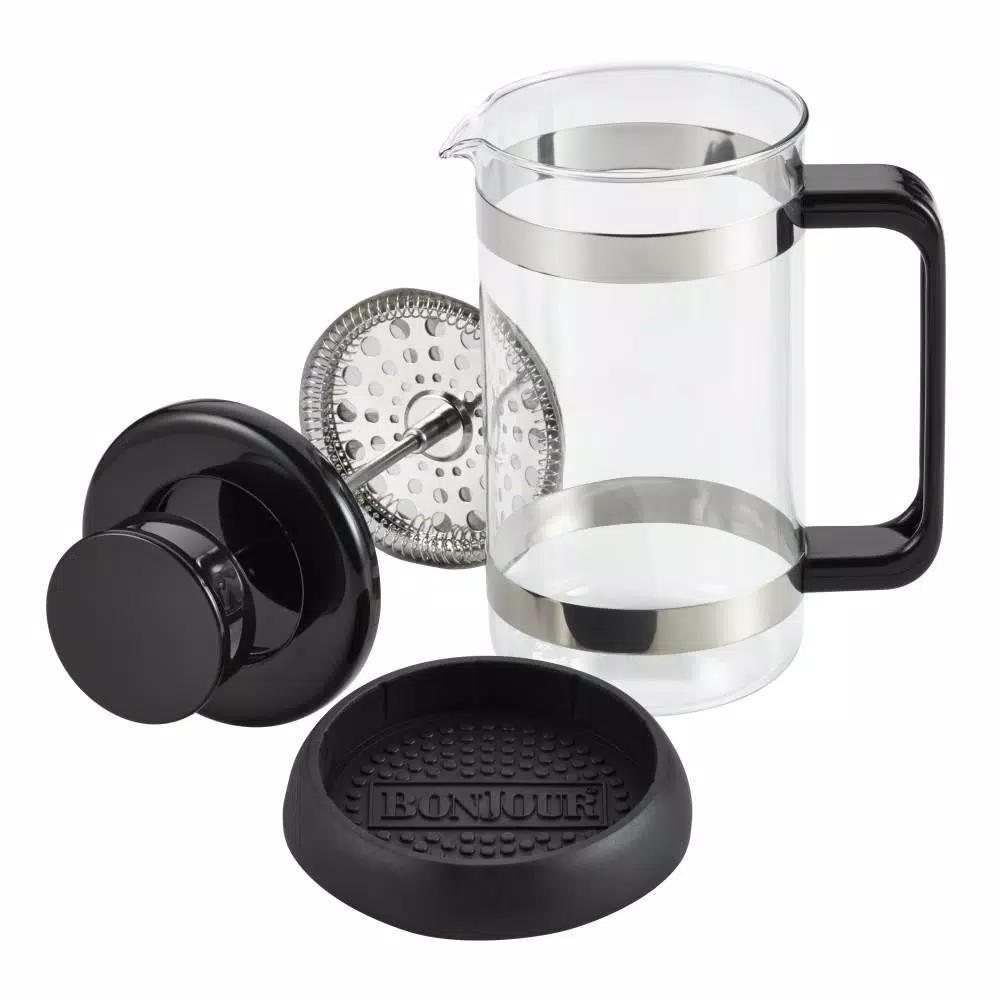 BonJour Coffee & Tea Riviera 8-Cup French Press with Coaster and Scoop, Black