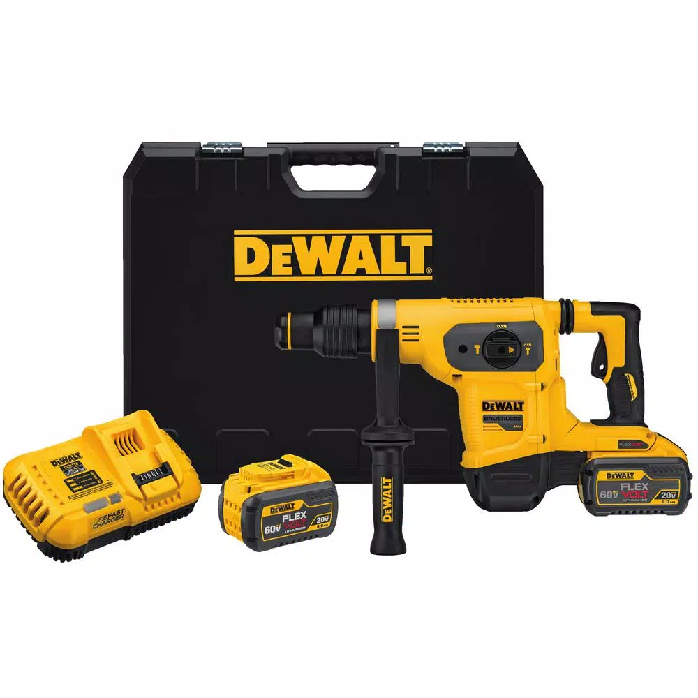 DEWALT 60V MAX FLEXVOLT Brushless 1-9/16 in. SDS MAX Rotary Hammer Kit with (2) 9.0Ah Batteries & Hammer Drill