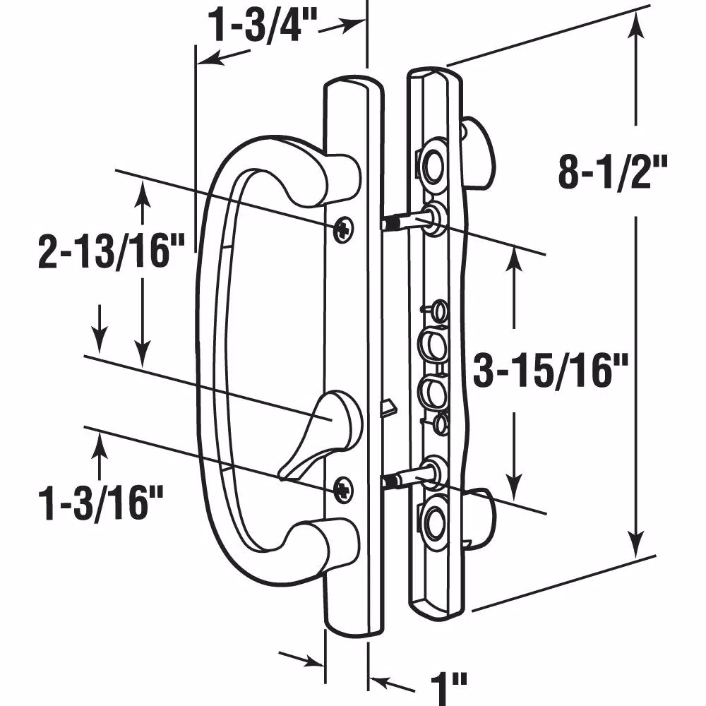 Prime-Line Satin Nickel Diecast Sliding Patio Door Handle Set with Offset Thumb Turn