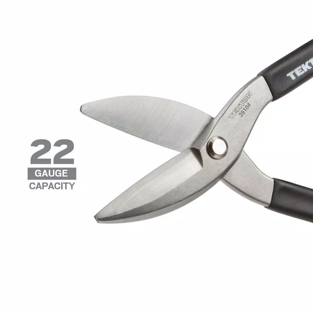 TEKTON 10 in. Straight Pattern Tin Snips, Forged Carbon Steel