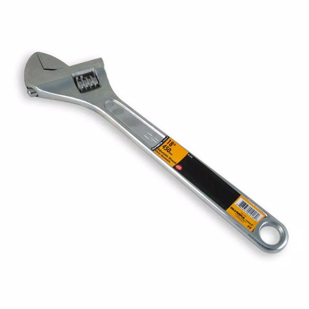 Olympia Tools 18 in. Adjustable Wrench, Hardened Drop Forged Alloy Steel