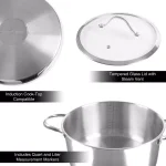 Classic Cuisine 6 Qt. Stainless Steel Stock Pot with Tempered Glass Lid thumbnail 3